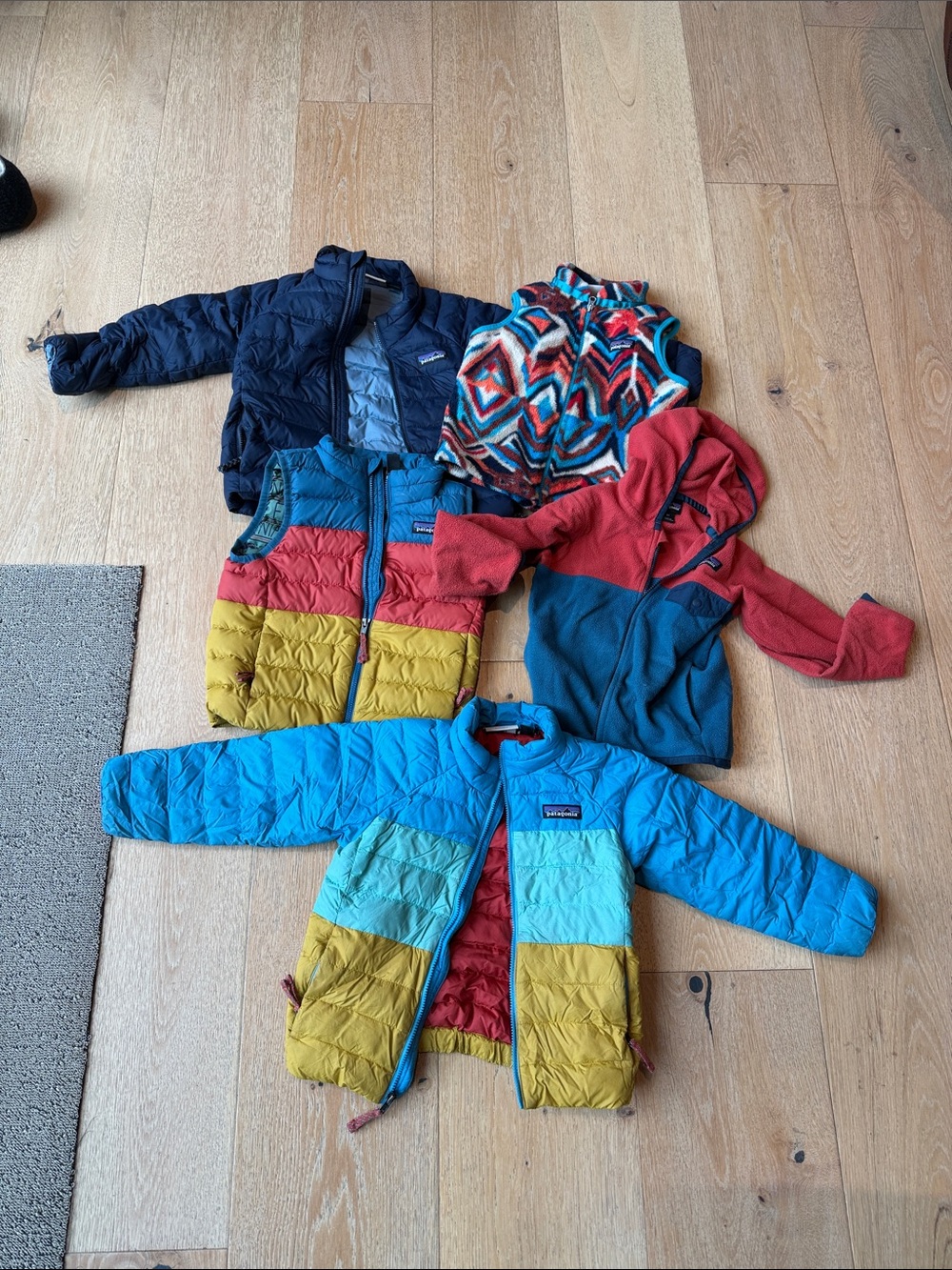 Patagonia Kids Colorblock Puffy Jacket - Bright Blue, Yellow & Red